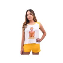 Pijama Mujer Manga Sisa Y Short Amarilla Gms