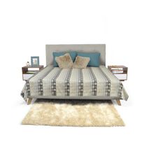 Set Verona Cabecero Cap+Base King Tela Taupe+Mesas