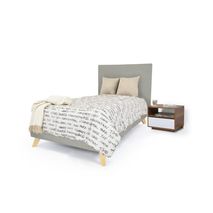 Set Verona Cabecero Liso+Base Sencillo Tela Taupe+Mesa