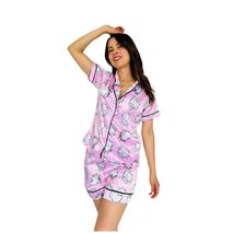 Pijama Mujer By Morning Short Elegant Satín Gatos 1502