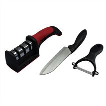 Kit Afilador Pelador Mas Cuchillo En Acero Inoxidable