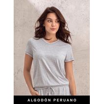Camiseta Manga Corta Cuello en V en Algodón Peruano FP574