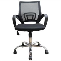 Silla De Oficina Giratoria Con Brazos Fijos Negro