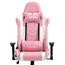 Silla Ergonómica Modelo Egtair 10 Pw Office Developer Gamer En Rosado Blanco Con Tapizado De Cuero Sintético