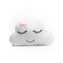 Cojin de Nube decorativo MOIS BABY con carita bordada y lazo rosado