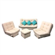 Juego De Sala Moderno Reclinable Con Sofá Cama Color Blanco Muebles Antirasguños