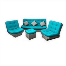 Juego De Salas Moderno Color Azul Turquesa Sala Reclinable Con Sofá Cama En Tela Sintético Antirasguño Y Antifluido