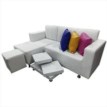 Muebles De Sala Moderno Y Sofá S En L Con Tela Antifluidos Color Blanco