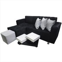 Sala Modular Moderna En L Color Negro