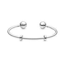 Brazalete Pandora Original 596477 Circular Plata Metal Silicona extremo