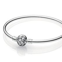 Brazalete Pandora Original 597137 Plata Corazon Entrelazado Patron