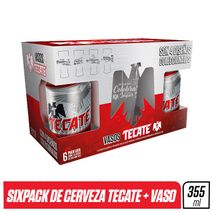 CERVEZA + VASO SIXPACK TECATE 2130 ml