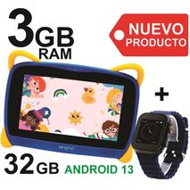 Tablet Niños 3Gb Ram 32Gb Android + Reloj Inteligente Azul