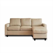 Sofá Esquinero En L Philadelphie 3/4 Plazas Izquierdo En Cuero Beige
