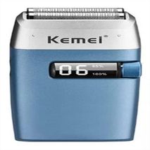 Afeitadora Profesional Shaver Y Rasuradora Kemei Digital Recargable 5W Doble Malla Azul 110V