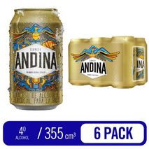 Cerveza ANDINA Dorada Lata x6und 355ml (2130  ml)