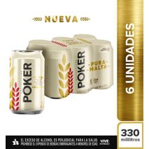 Cerveza POKER Pura Malta Sixpack (1980  ml)