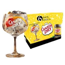 Agua Tónica CANADA DRY Sin Calorías x6 300ml + Copa (1800  ml)