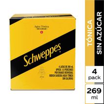 Agua tónica SCHWEPPES Sin azúcar lata x4und (1076  ml)