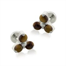 Titanio Aretes Piercing Trinity Piedra Natural Para Lóbulo
