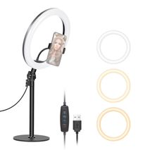 Neewer 26Cm Led Luz De Anillo Usb Sobremesa Regulables Para Smartphone Negro