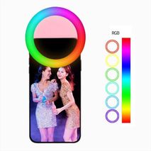 Selfie Anillo Luz Mini Círculo Clip Rgb Multicolor Celular