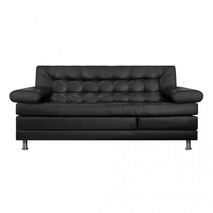 Sofa Cama Multifuncional Euro Con Brazos | Cuero Sintetico Negro