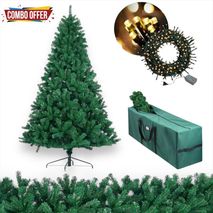 Árbol Navidad Clásico 210 Cm 1200 Ramas Combo Luces Y Estuche 2024