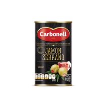 Aceitunas verdes CARBONELL MARCA EXCLUSIVA Rellenas con pasta de jamón serrano (150  gr)