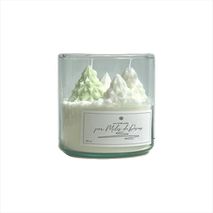 Vela Arbolitos De Navidad 10 Oz Pabilos De Hilo Envase Vidrio 4 Arbolitos De Diferente Tamaño Aroma Manzana
