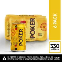 Cerveza Sixpack Lata POKER 1980 ml