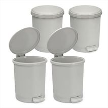 Kit X4 Papelera Circular Con Pedal 13L Diseño Moderno Gris