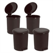 Kit X4 Papelera Circular Con Pedal 13L Diseño Moderno Café