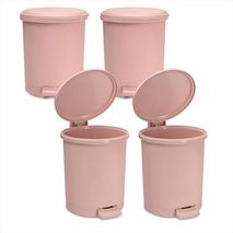 Kit X4 Papelera Circular Con Pedal 13L Diseño Moderno Oro Rosa
