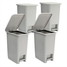 Kit X4 Cesto De Basura Papelera Pedal 12L Espacios Reducidos Gris