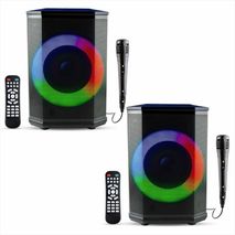 Set X2 Bafles 8 pulgadas 30W Recargables Con Radio, Micrófono Y Led