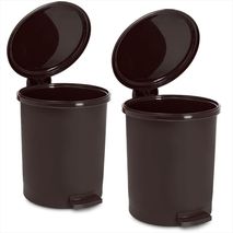 Kit X2 Papelera Circular Con Pedal 13L Diseño Moderno Café