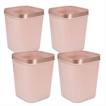 Kit X4: Cesto De Basura 15L Con Pisa Bolsa Caneca Plástica Oro Rosa