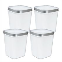 Kit X4: Cesto De Basura 15L Con Pisa Bolsa Caneca Plástica Blanco