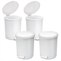 Kit X4 Papelera Circular Con Pedal 13L Diseño Moderno Blanco