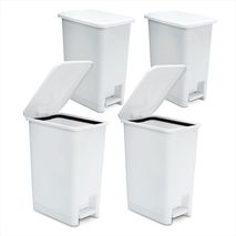 Kit X4 Cesto De Basura Papelera Pedal 12L Espacios Reducidos Blanco