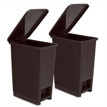 Kit X2 Cesto De Basura Papelera Pedal 12L Espacios Reducidos Café
