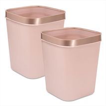 Kit X2: Cesto De Basura 15L Con Pisa Bolsa Caneca Plástica Oro Rosa