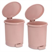 Kit X2 Papelera Circular Con Pedal 13L Diseño Moderno Oro Rosa
