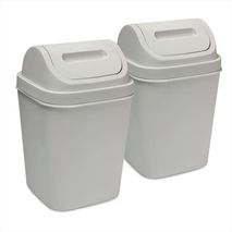 Kit X2 Cesto De Basura 15L Con Tapa Vaivén Caneca Plástica Gris