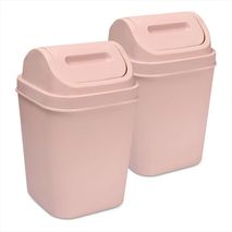 Kit X2 Cesto De Basura 15L Con Tapa Vaivén Caneca Plástica Oro Rosa