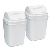 Kit X2 Cesto De Basura 15L Con Tapa Vaivén Caneca Plástica Blanco