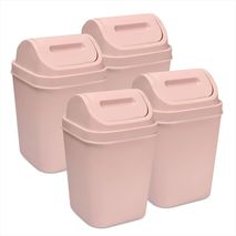 Kit X4 Cesto De Basura 15L Con Tapa Vaivén Caneca Plástica Oro Rosa