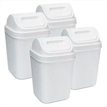 Kit X4 Cesto De Basura 15L Con Tapa Vaivén Caneca Plástica Blanco
