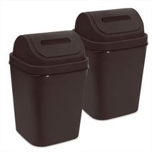 Kit X2 Cesto De Basura 15L Con Tapa Vaivén Caneca Plástica Café